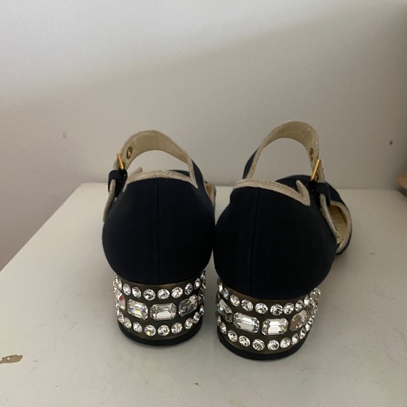 Miu Miu jeweled heel canvas sandal - Picture 3 of 7